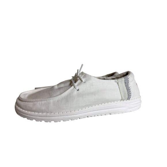 Hey Dude Womens Wally Natural Linen White Loafer Shoes US 9 - Picture 3 of 8